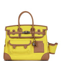 Hermes Birkin Cargo 35 Jaune Citron Toile and Chai Swift Palladium Hardware