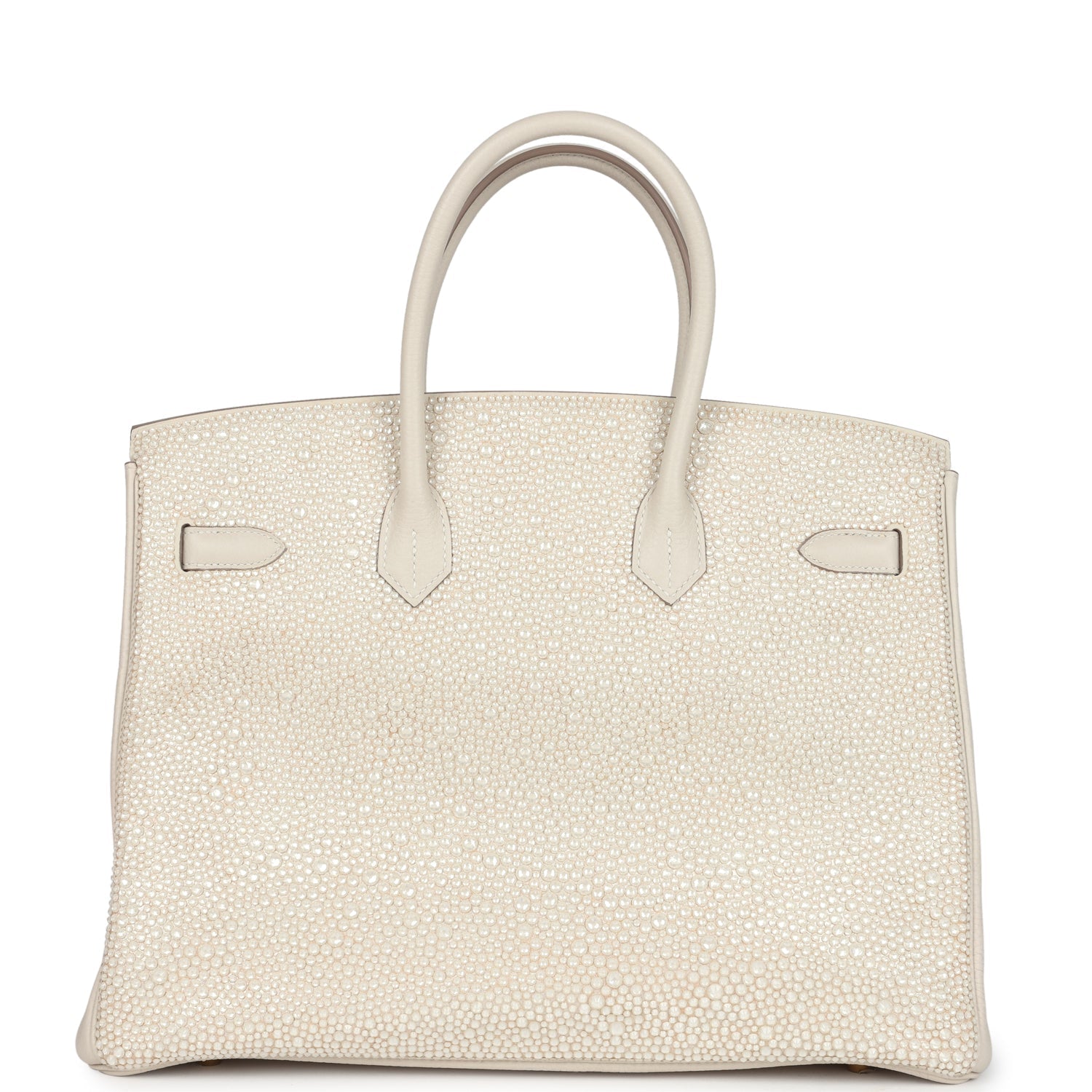 Custom "Paradise" Swarovski Crystal Hermes Birkin 35 Craie Togo Gold Hardware