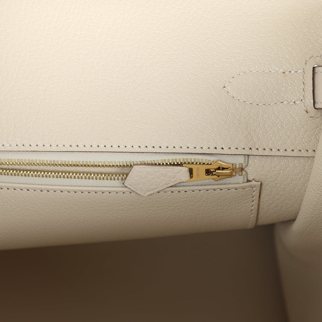 Custom "Paradise" Swarovski Crystal Hermes Birkin 35 Craie Togo Gold Hardware