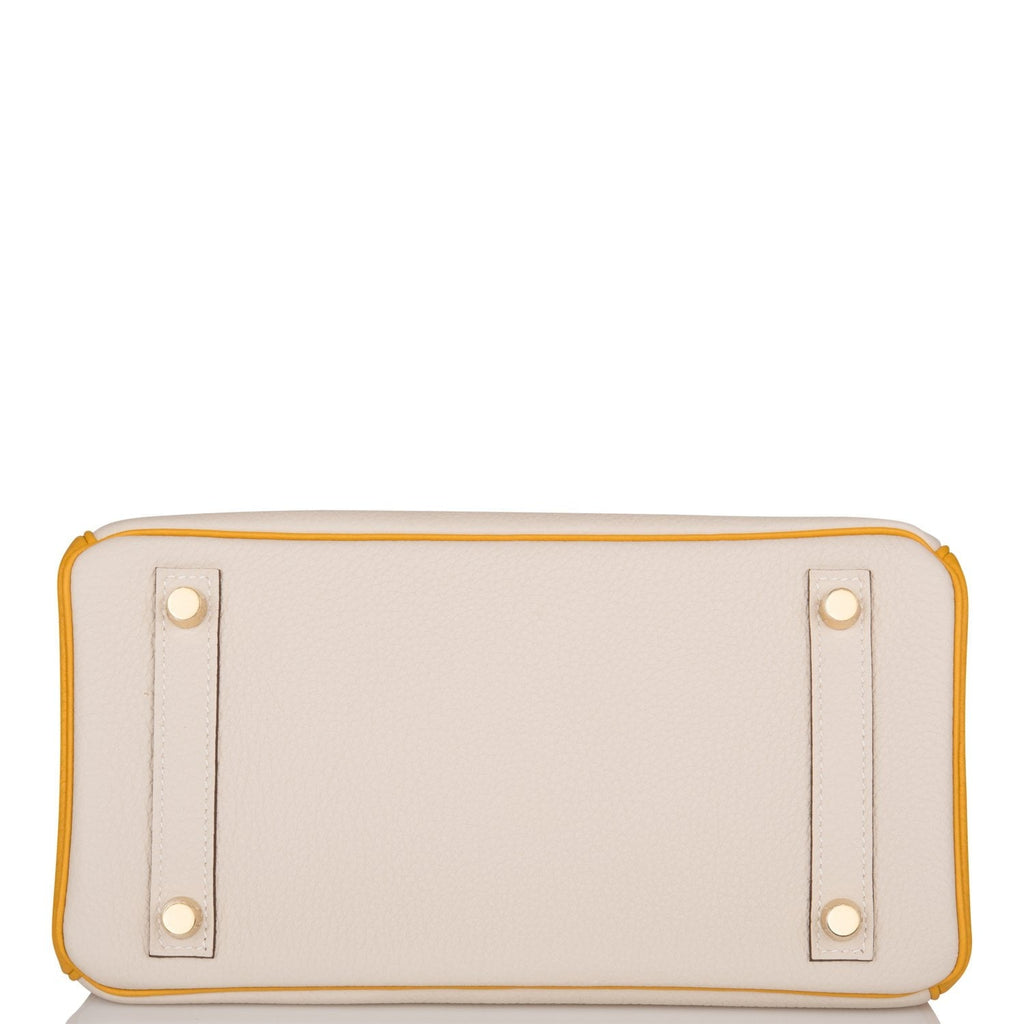 Hermes Special Order (HSS) Birkin 25 Craie and Jaune Ambre Togo Brushed Gold Hardware