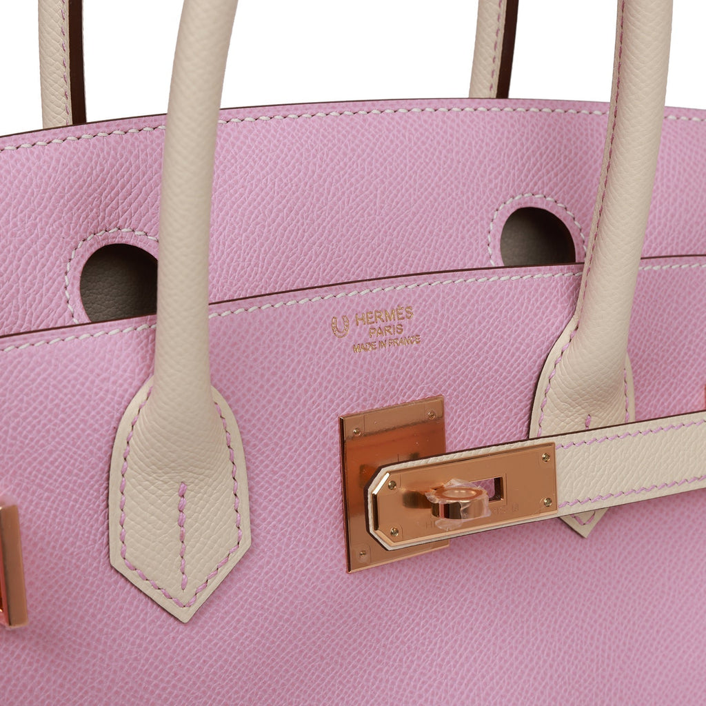 Hermes Special Order (HSS) Birkin 30 Mauve Sylvestre and Craie Epsom Rose Gold Hardware