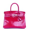 Hermes Birkin 30 Rose Pourpre Shiny Niloticus Crocodile Palladium Hardware