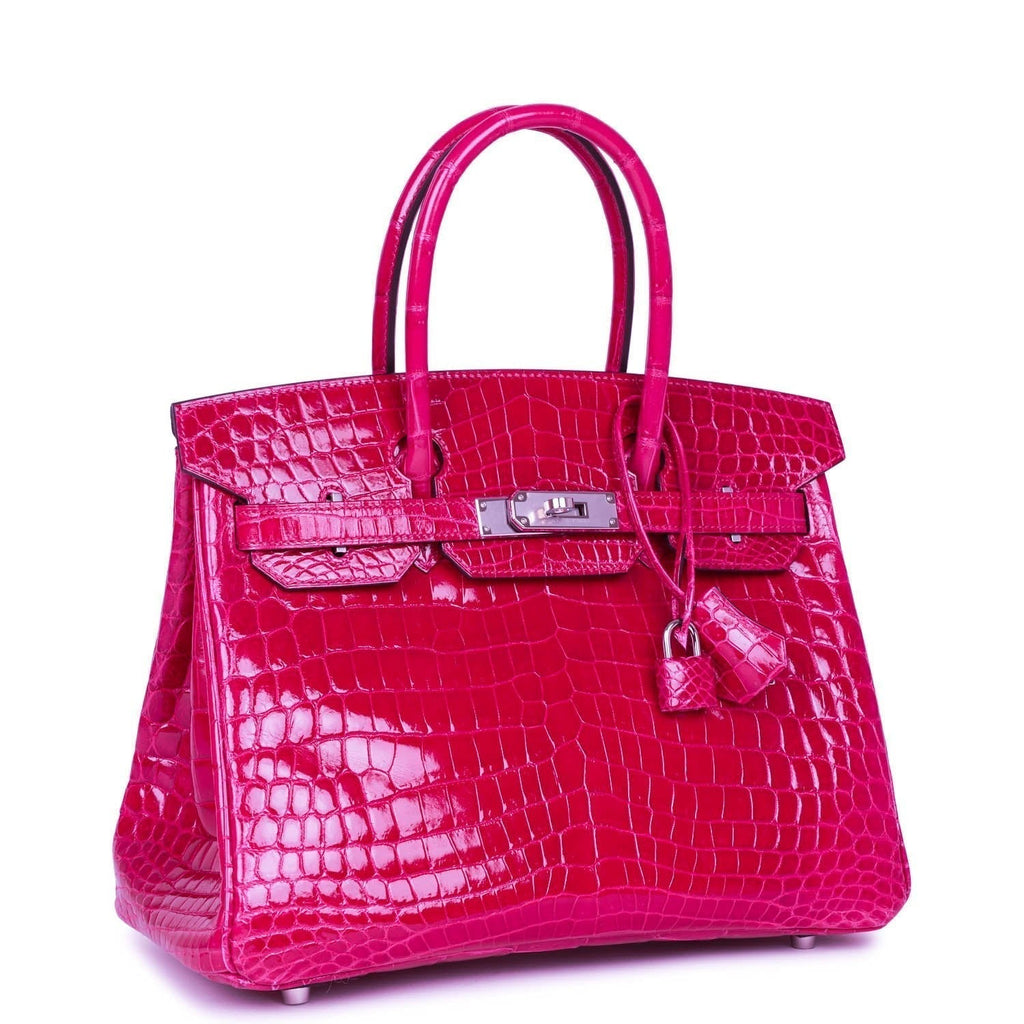 Hermes Birkin 30 Rose Pourpre Shiny Niloticus Crocodile Palladium Hardware