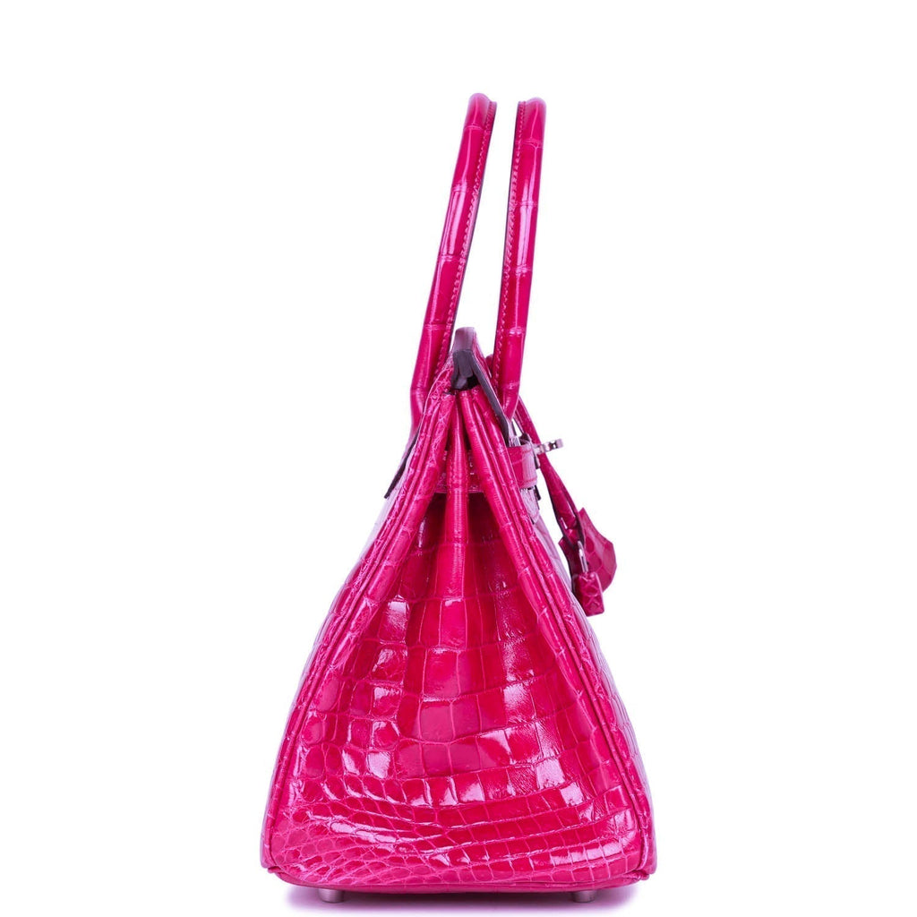 Hermes Birkin 30 Rose Pourpre Shiny Niloticus Crocodile Palladium Hardware