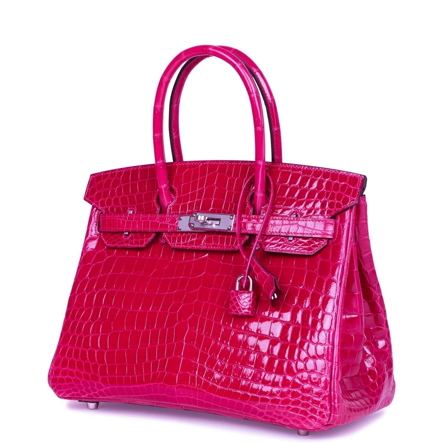 Hermes Birkin 30 Rose Pourpre Shiny Niloticus Crocodile Palladium Hardware