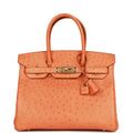Hermes Birkin 30 Abricot Ostrich Gold Hardware