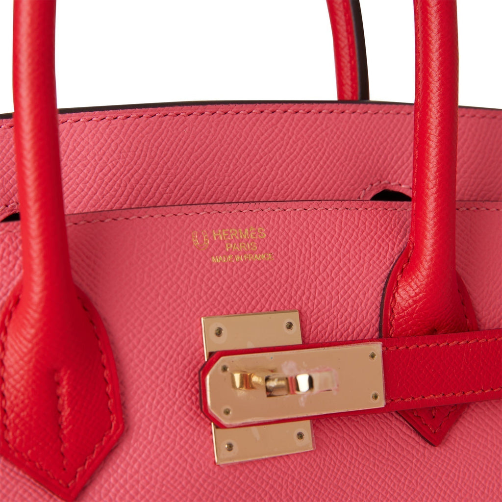 Hermes Special Order (HSS) Birkin 30 Rose Azalee and Rouge de Coeur Epsom Permabrass Hardware