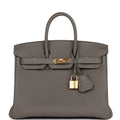 Hermes Birkin 25 Gris Meyer Togo Gold Hardware