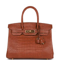 Hermes Birkin 30 Gold Matte Alligator Gold Hardware
