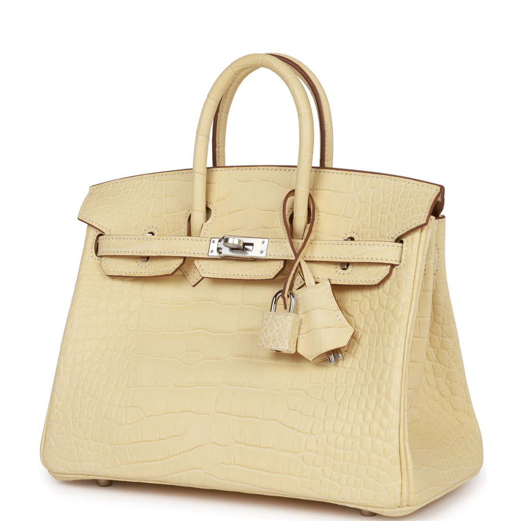 Hermes Birkin 25 Vanille Matte Alligator Palladium Hardware
