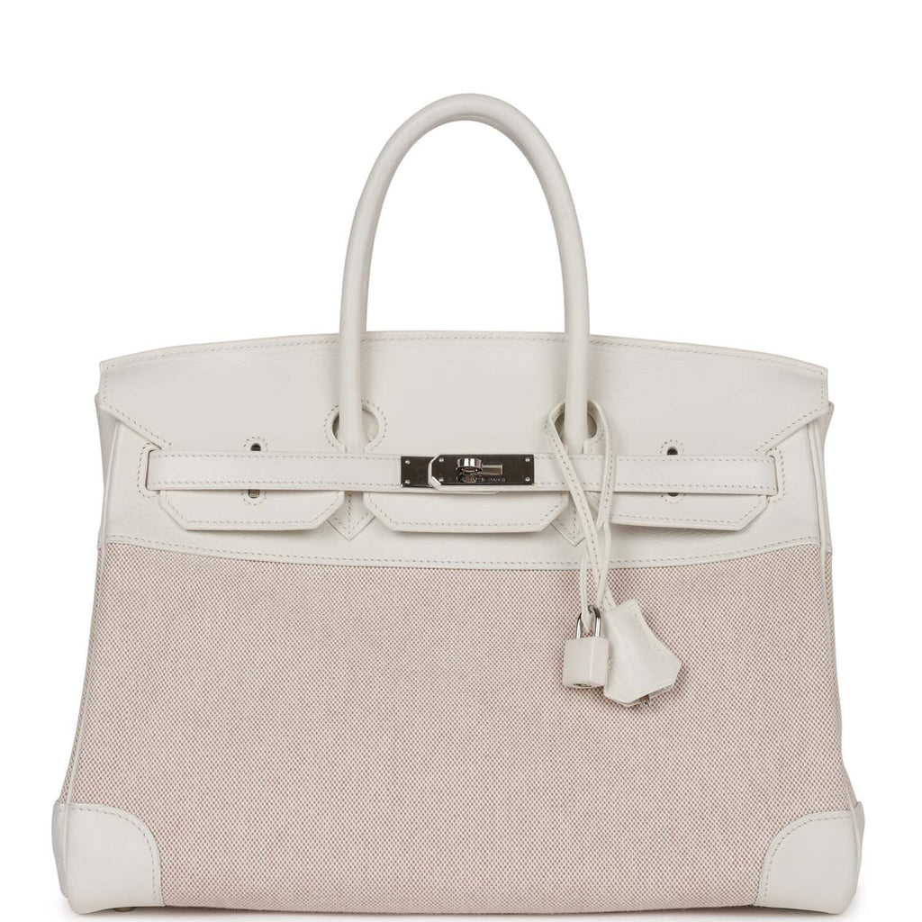 Hermes Birkin 35 White Gulliver and Toile H Palladium Hardware NO RESERVE!