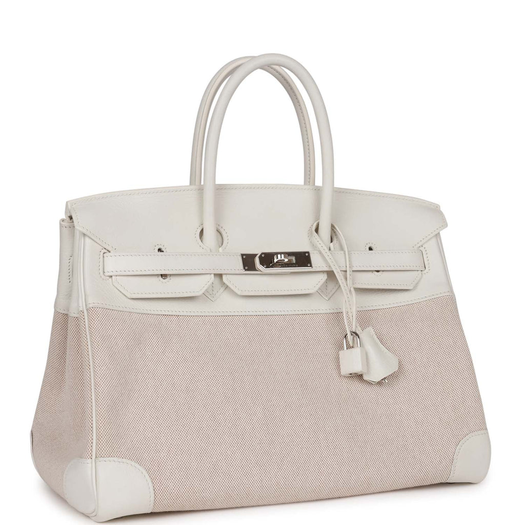 Hermes Birkin 35 White Gulliver and Toile H Palladium Hardware NO RESERVE!