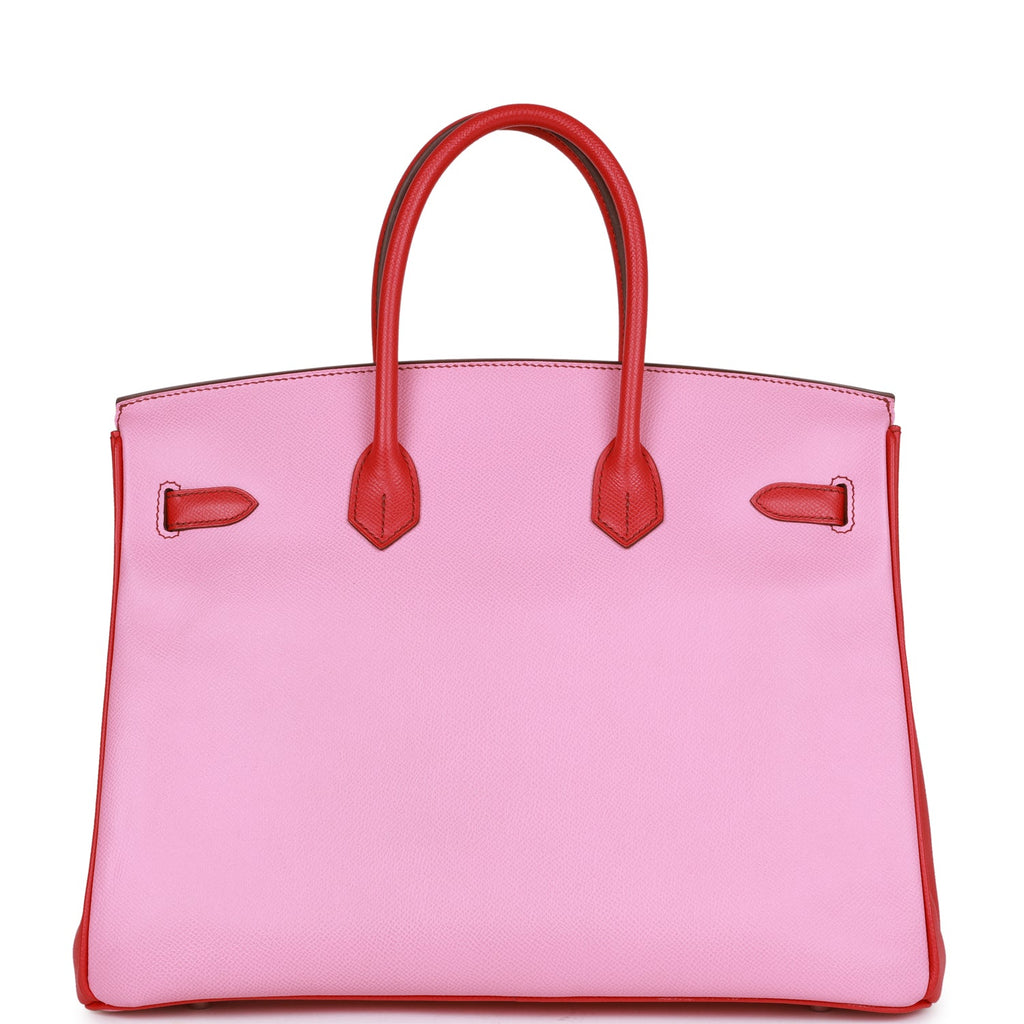Pre-owned Hermes Special Order (HSS) Birkin 35 Bubblegum and Bougainvillea Epsom Palladium Hardware