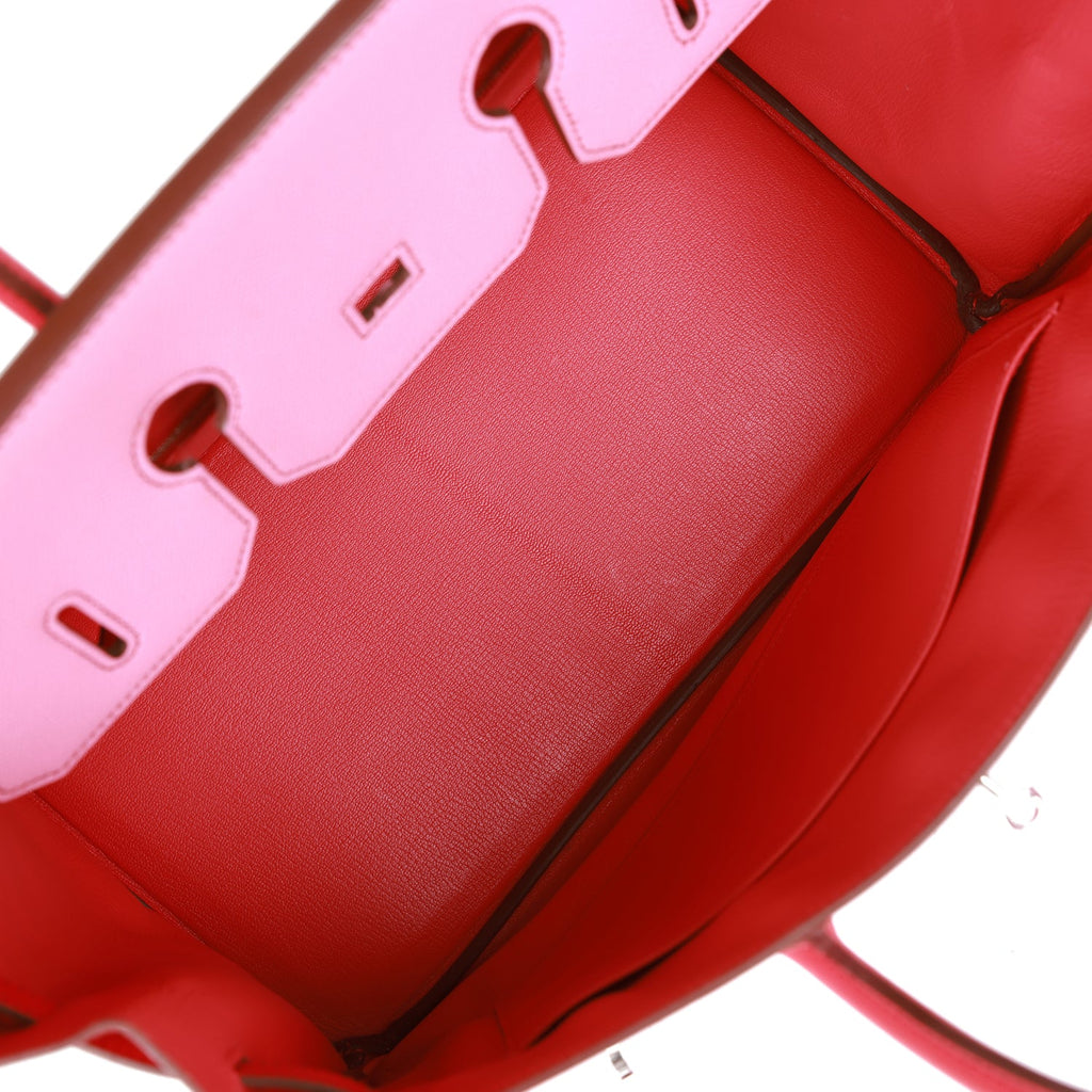 Pre-owned Hermes Special Order (HSS) Birkin 35 Bubblegum and Bougainvillea Epsom Palladium Hardware