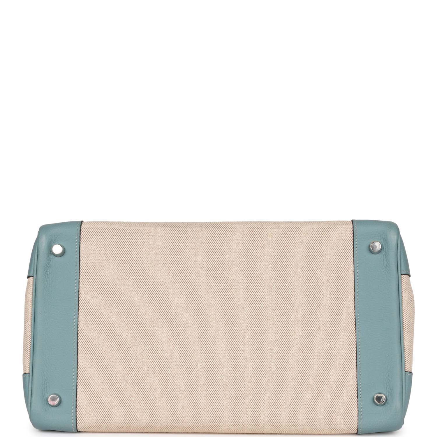 Hermes Birkin 35 Toile H and Ciel Clemence Palladium Hardware