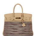 Vintage Hermes Birkin 35 Vibrato Parchemin Box Gold Hardware