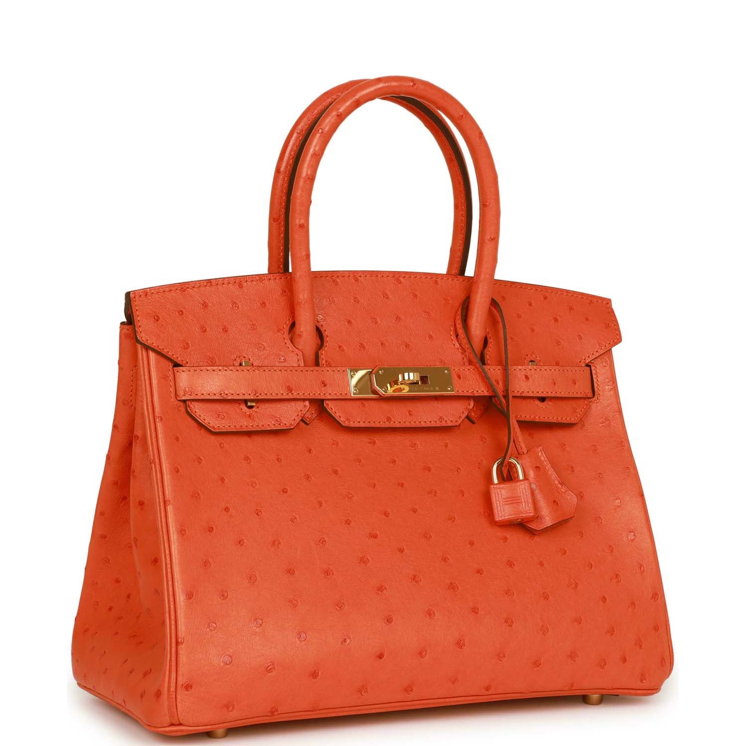 Hermes Birkin 30 Tangerine Ostrich Gold Hardware