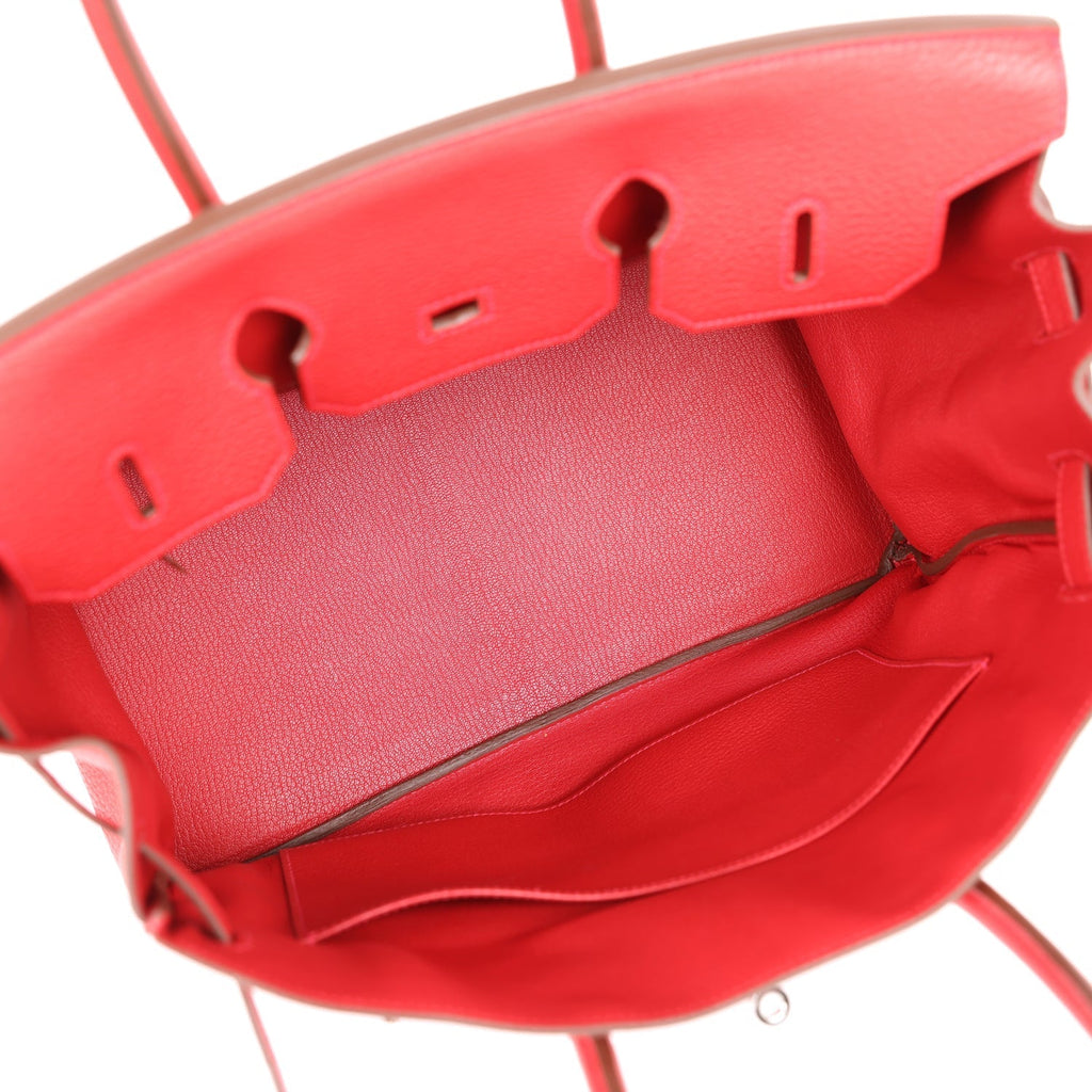 Top Quality Hermes Birkin 35 Rouge Casaque Clemence Palladium Hardware