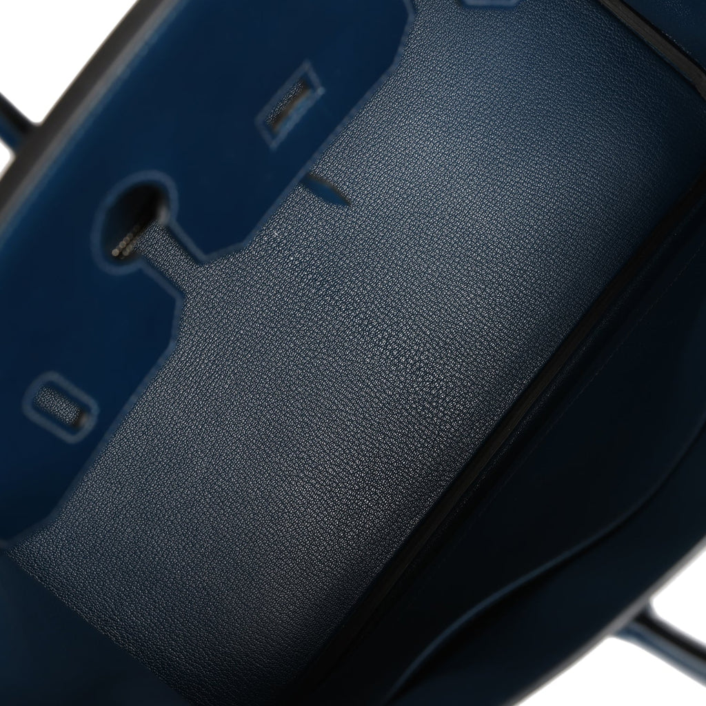 Hermes Birkin 35 Bleu De Prusse Box Calf Guilloché Palladium Hardware