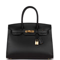 Hermes Birkin Sellier 30 Black Madame Gold Hardware