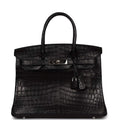 Hermes Birkin 30cm Black Matte Niloticus Crocodile Palladium Hardware
