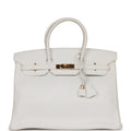 Hermes Birkin 35 White Epsom Gold Hardware