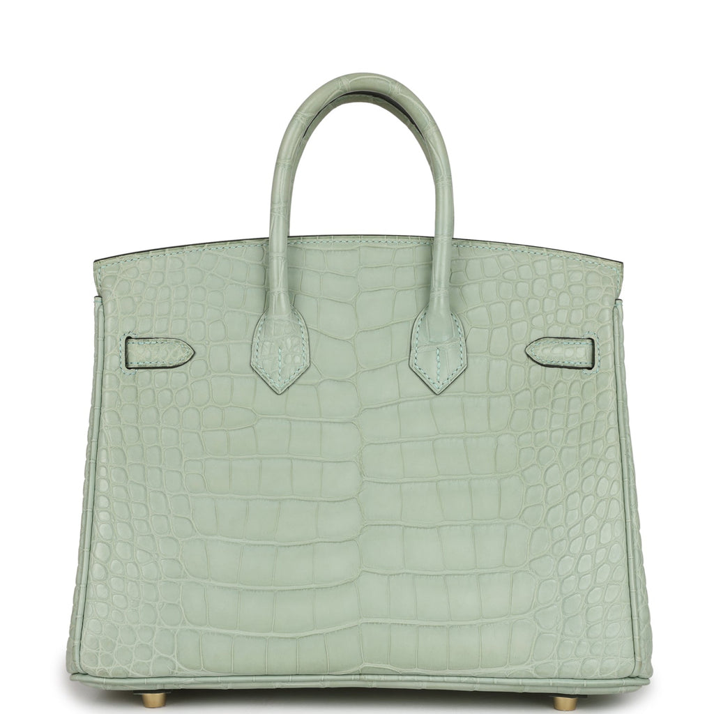 Hermes Birkin 25 Vert D'Eau Matte Alligator Gold Hardware