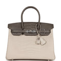 Hermes Bi-color Birkin 30 Beton and Etain Matte Alligator Palladium Hardware