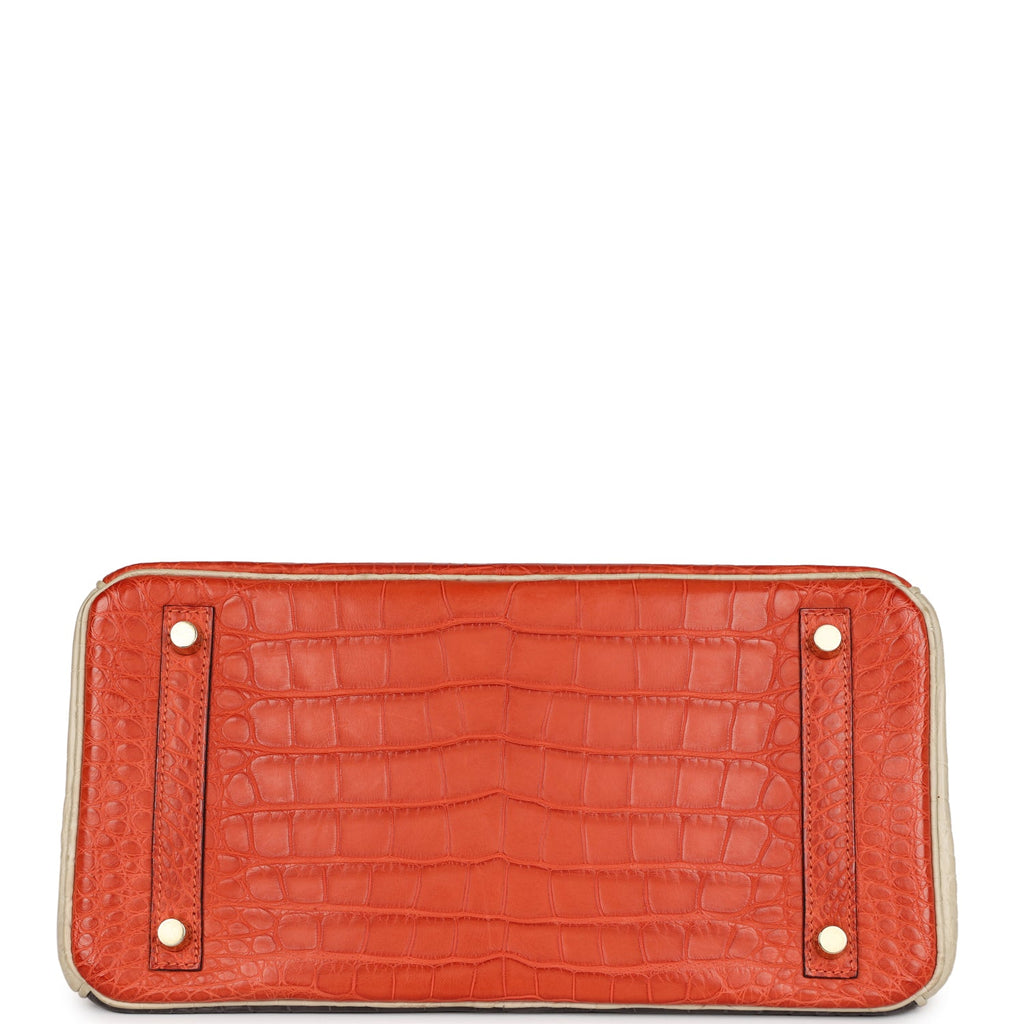 Hermes Special Order (HSS) Birkin 30 Beton, Graphite and Sanguine Matte Alligator Gold Hardware