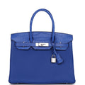 Hermes Birkin 30 Bleu Royal Matte Alligator and Togo Touch Palladium Hardware