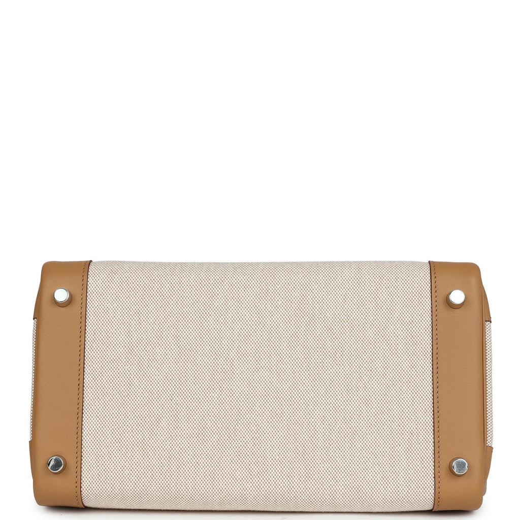 Hermes Birkin 30 Biscuit Swift and Ecru Toile Palladium Hardware