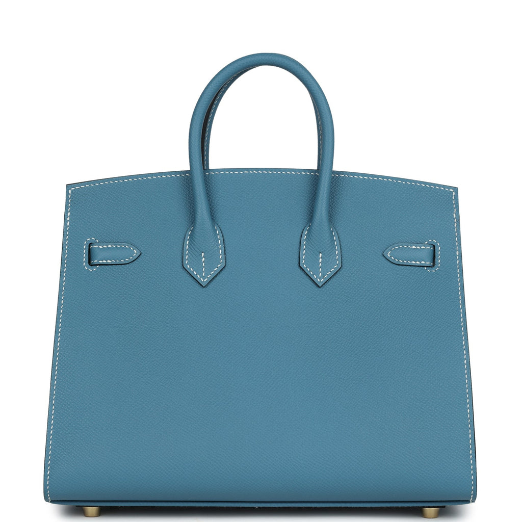 Hermes Birkin Sellier 25 Blue Jean Epsom Gold Hardware
