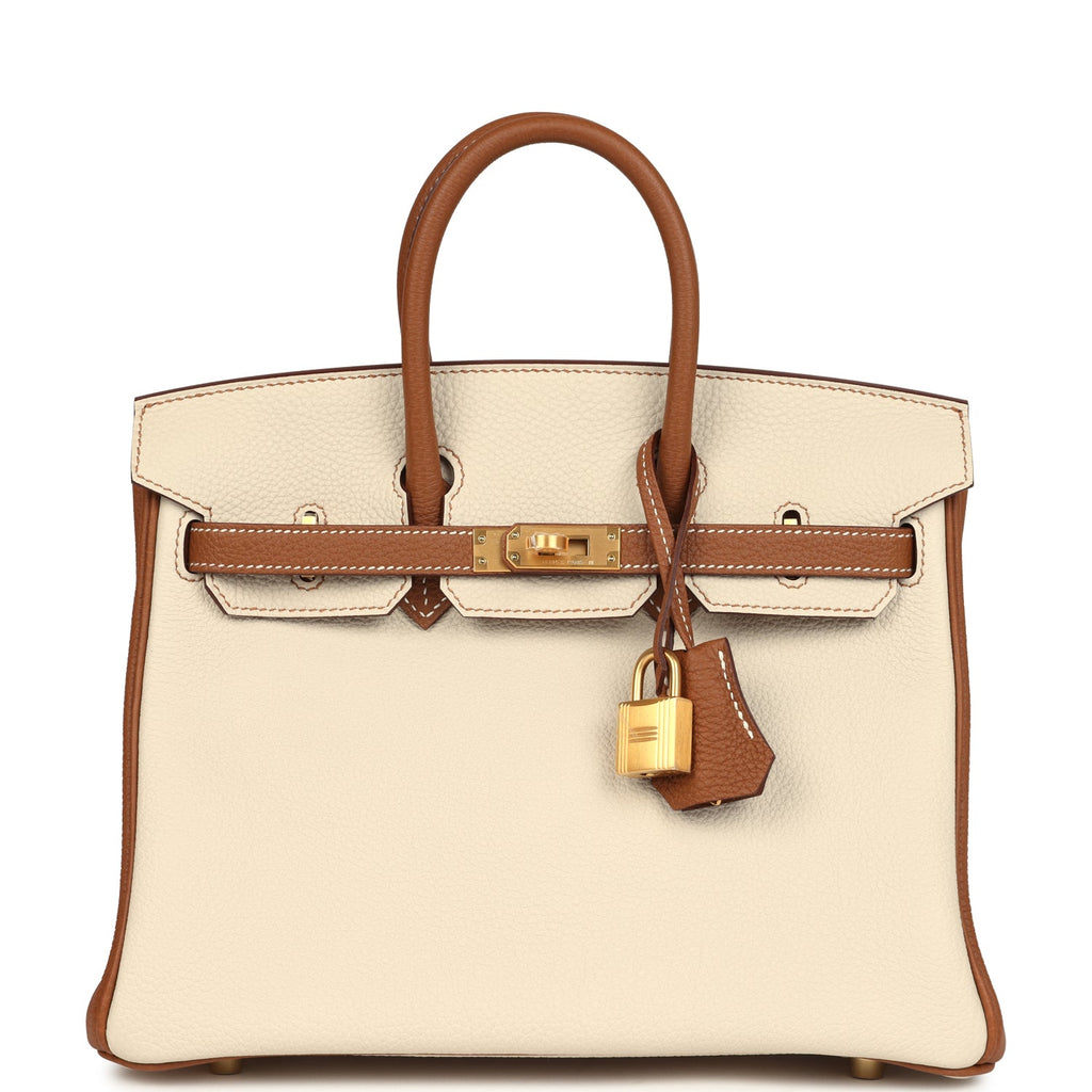 Hermes Special Order (HSS) Birkin 25 Craie and Gold Togo Brushed Gold Hardware