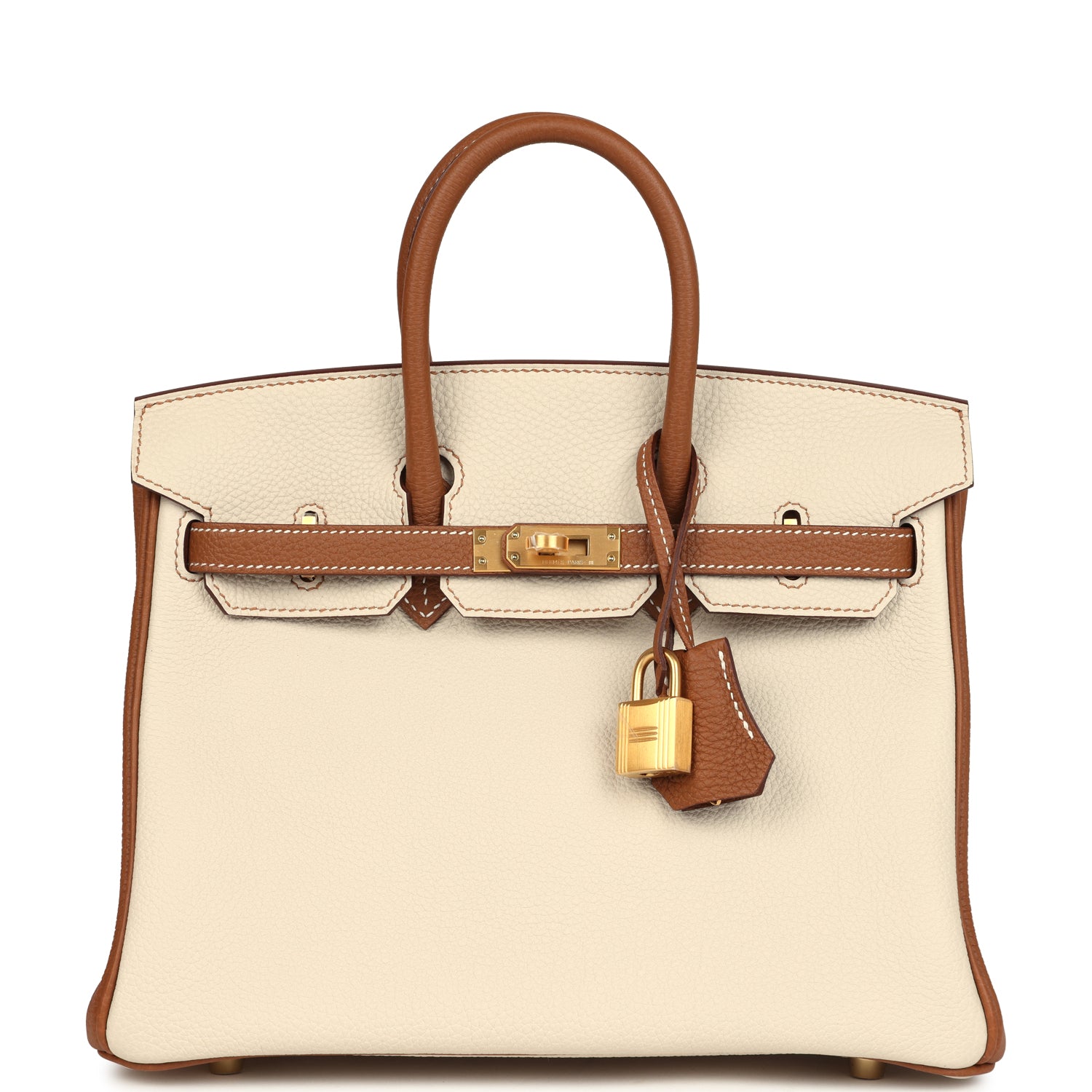 Hermes Special Order (HSS) Birkin 25 Craie and Gold Togo Brushed Gold Hardware