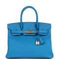 New Hermes Birkin 30 Bleu Zanzibar Epsom Gold Hardware