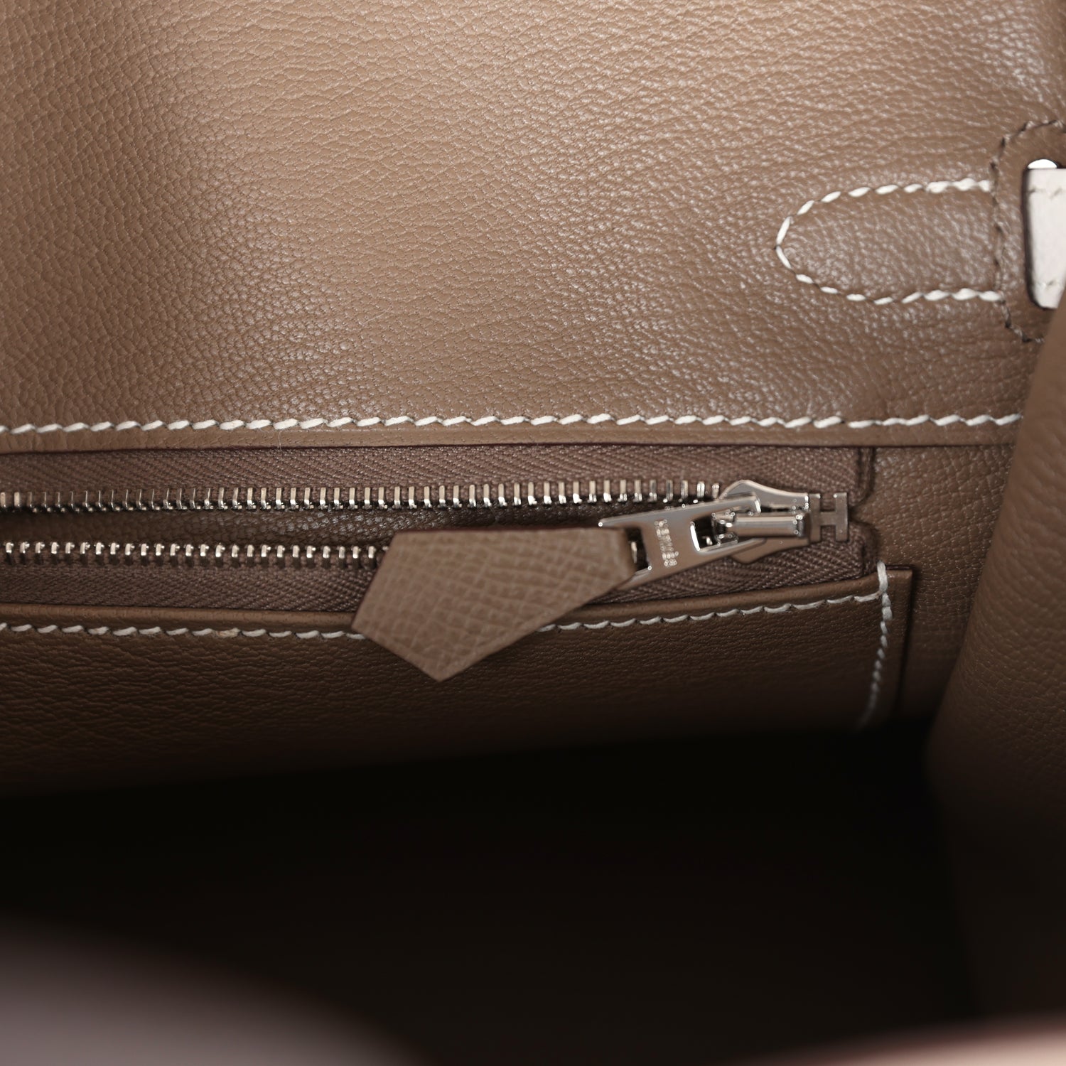 Hermes Birkin 25 Tri-color Etoupe, Ebene and Gris Pale Epsom Palladium Hardware