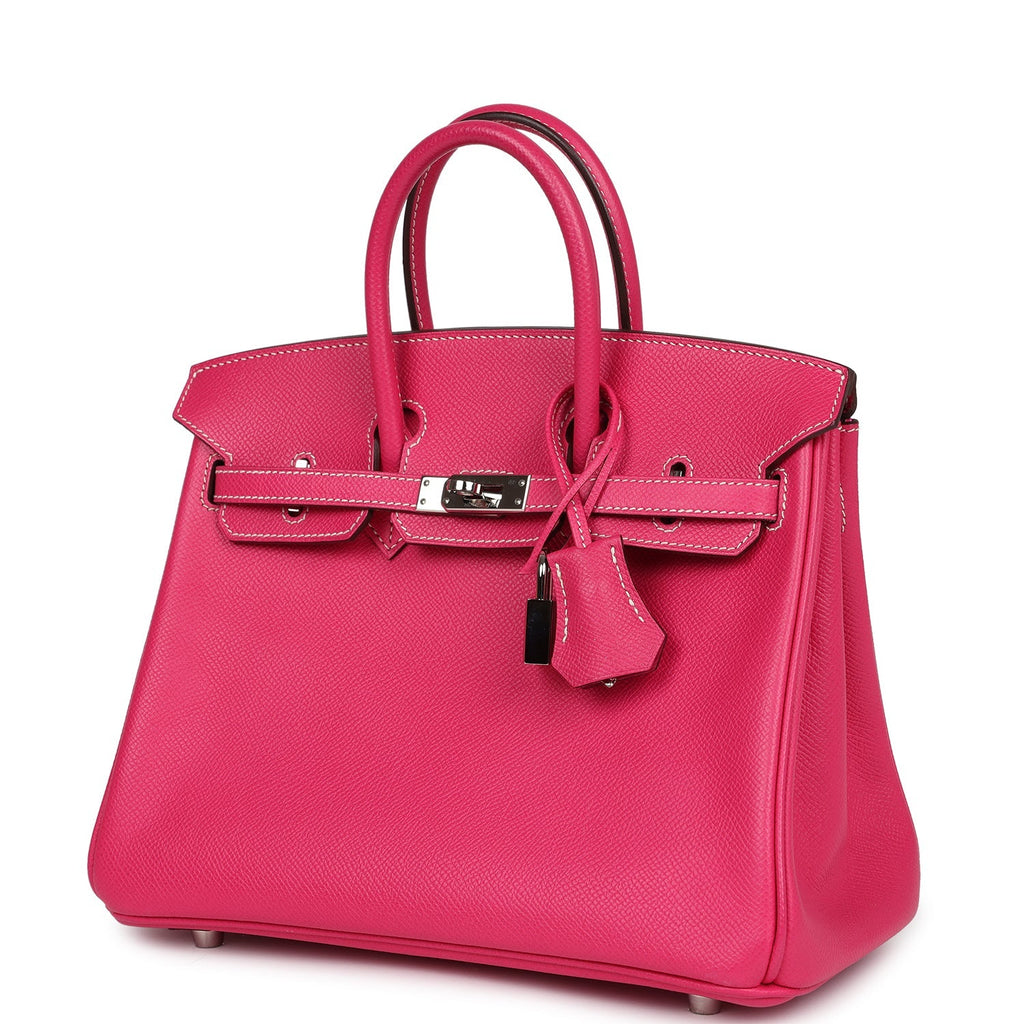 New Hermes Birkin 25 Rose Tyrien Epsom Palladium Hardware