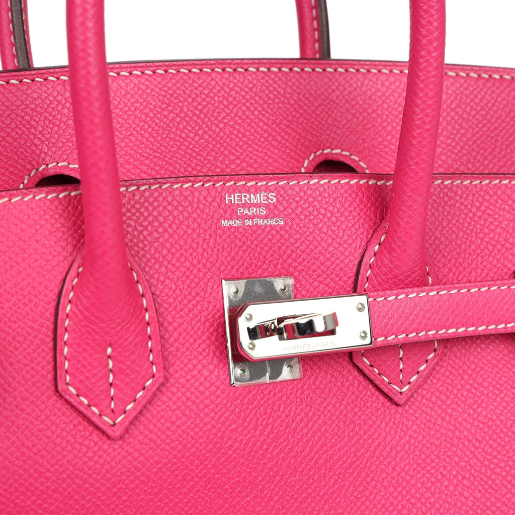 New Hermes Birkin 25 Rose Tyrien Epsom Palladium Hardware