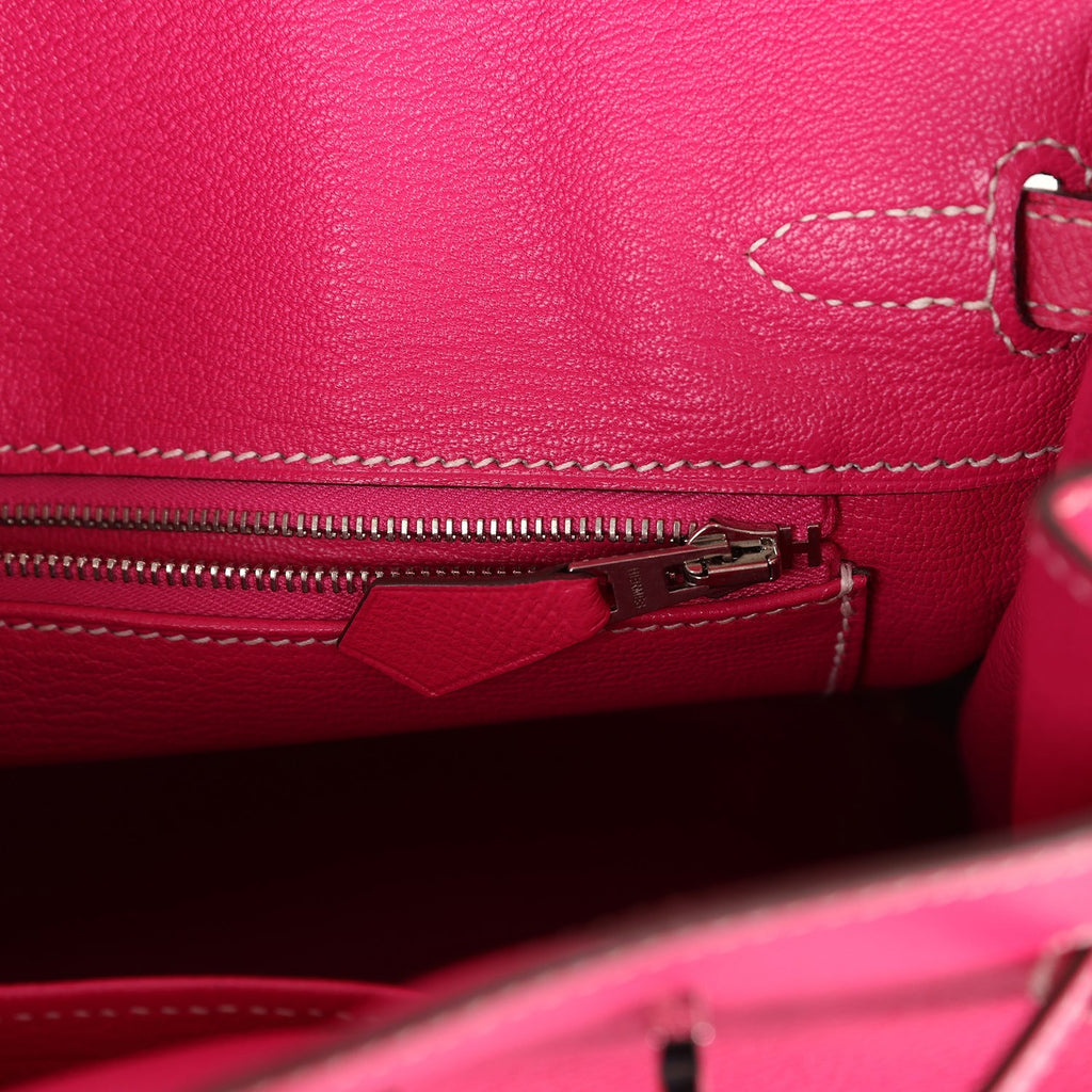 New Hermes Birkin 25 Rose Tyrien Epsom Palladium Hardware