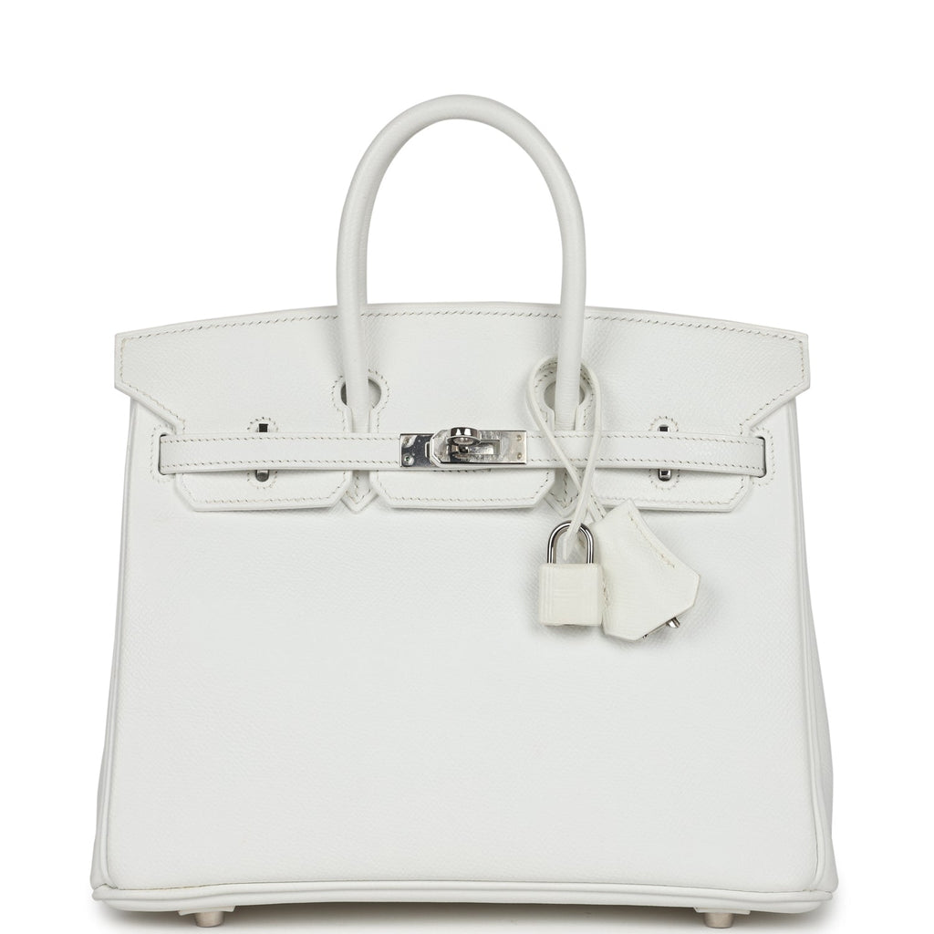 New Hermes Birkin 25 White Epsom Palladium Hardware