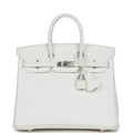 New Hermes Birkin 25 White Epsom Palladium Hardware