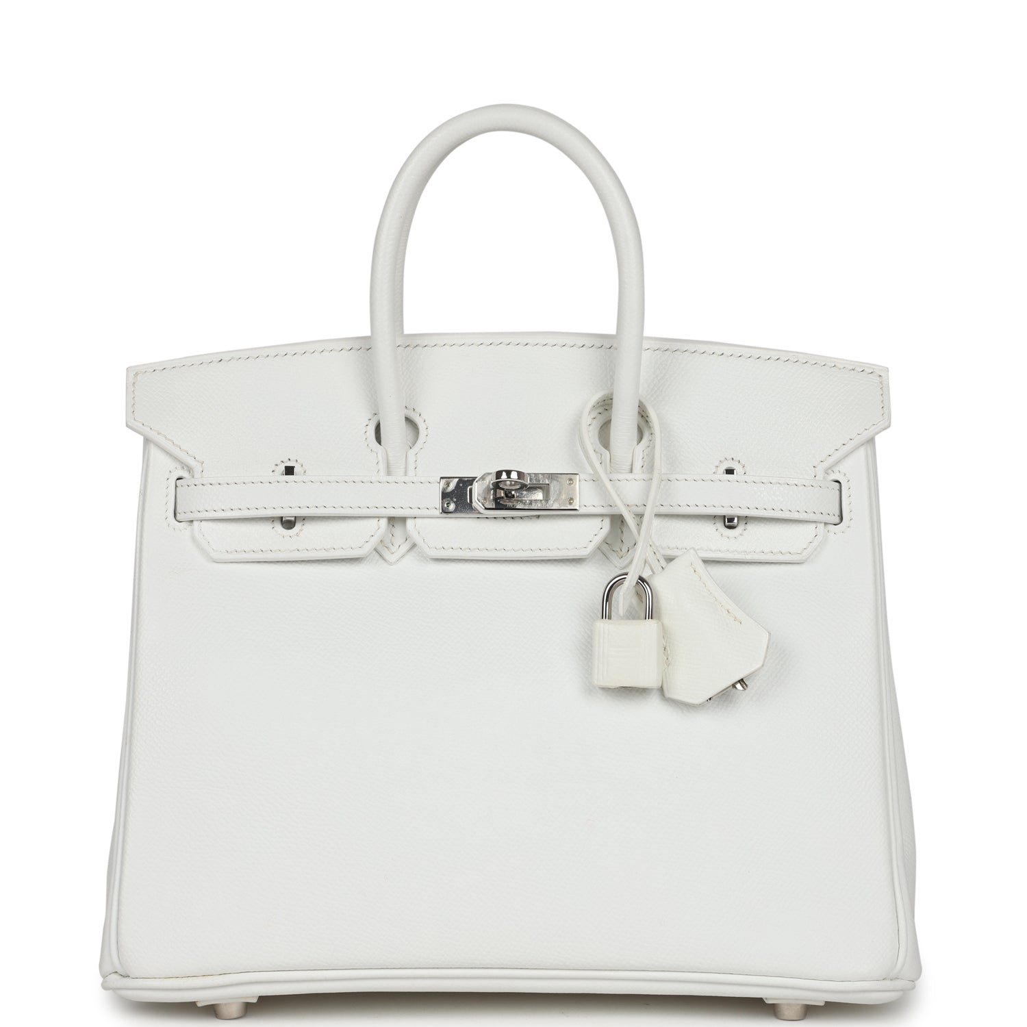 New Hermes Birkin 25 White Epsom Palladium Hardware