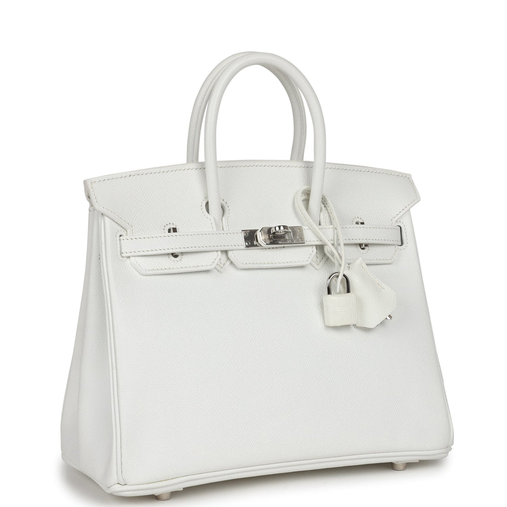 New Hermes Birkin 25 White Epsom Palladium Hardware