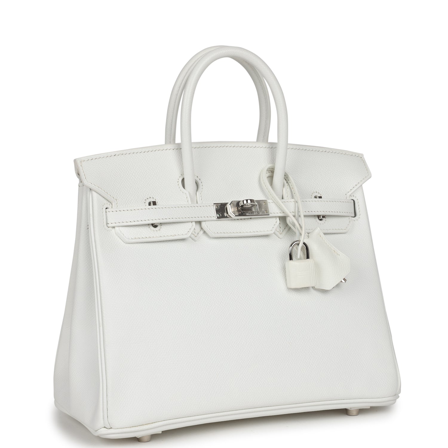 New Hermes Birkin 25 White Epsom Palladium Hardware