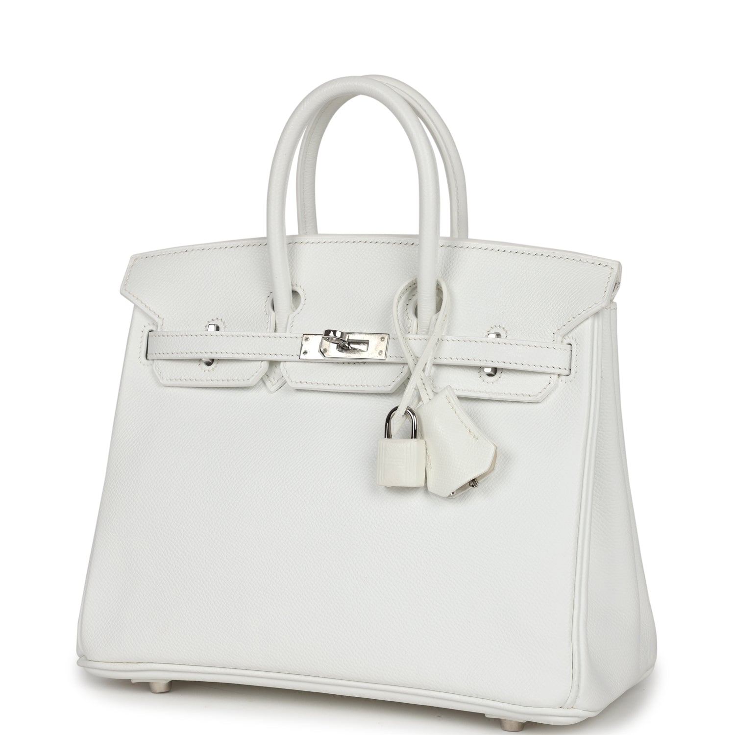 New Hermes Birkin 25 White Epsom Palladium Hardware