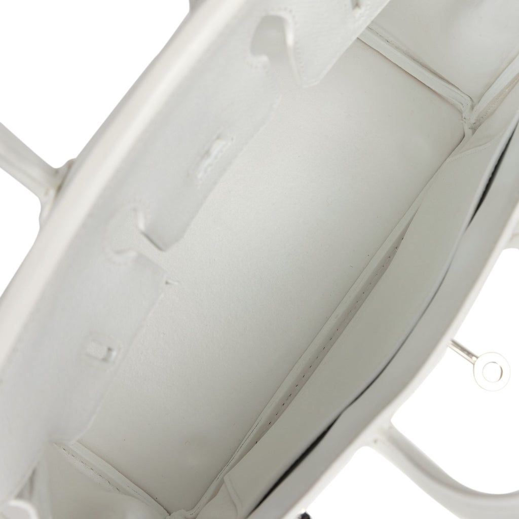New Hermes Birkin 25 White Epsom Palladium Hardware