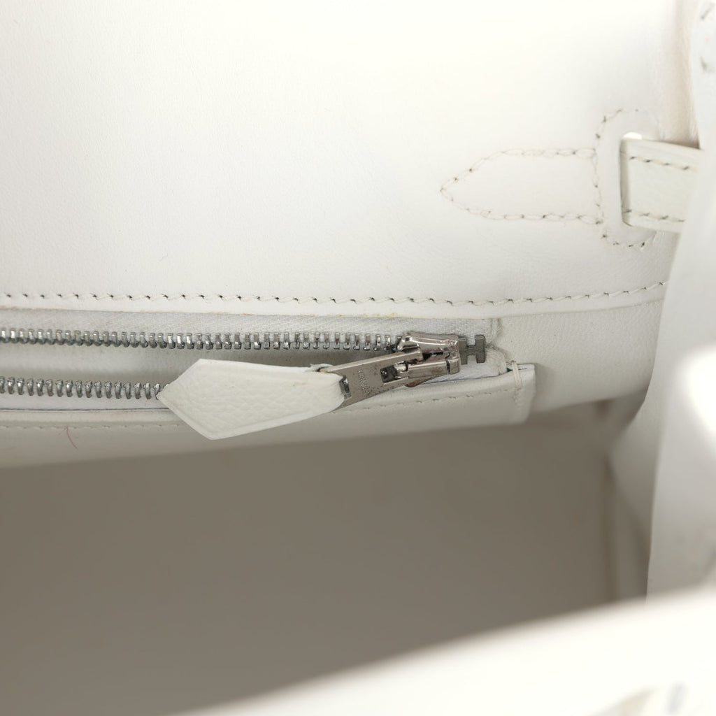 New Hermes Birkin 25 White Epsom Palladium Hardware