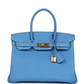 New Hermes Birkin 30 Bleu Paradise Epsom Gold Hardware