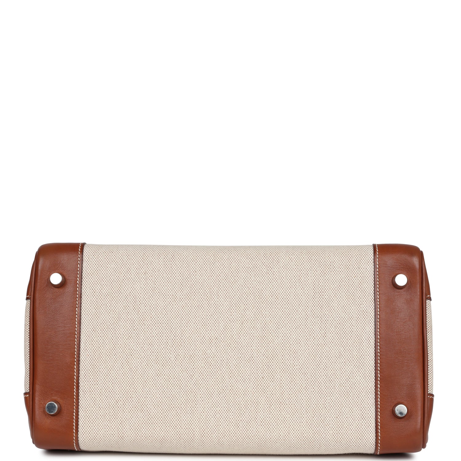 Hermes HAC Birkin 32 Toile and Fauve Barenia Palladium Hardware