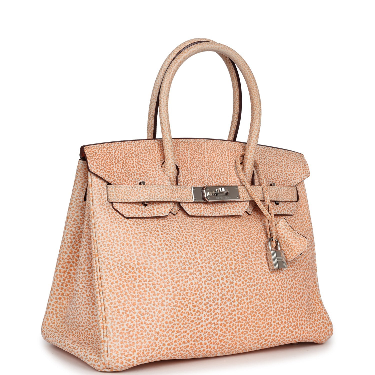New Hermes Birkin 30 Orange Dalmatian Buffalo Palladium Hardware